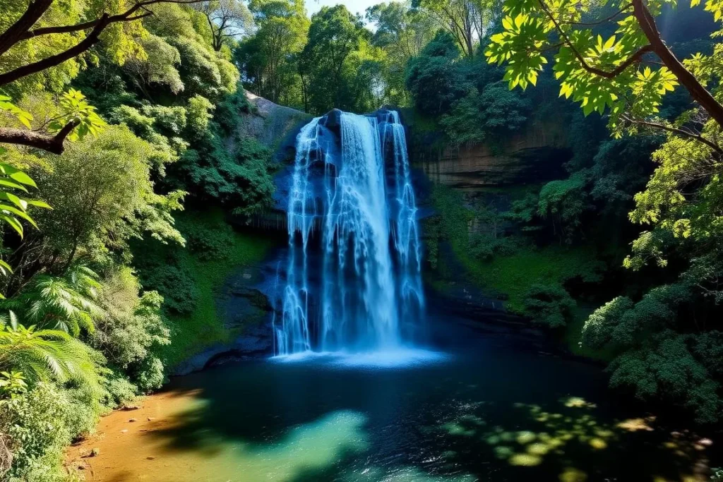 Kondalilla Falls waterfall in Montville Queensland surrounded by rainforest