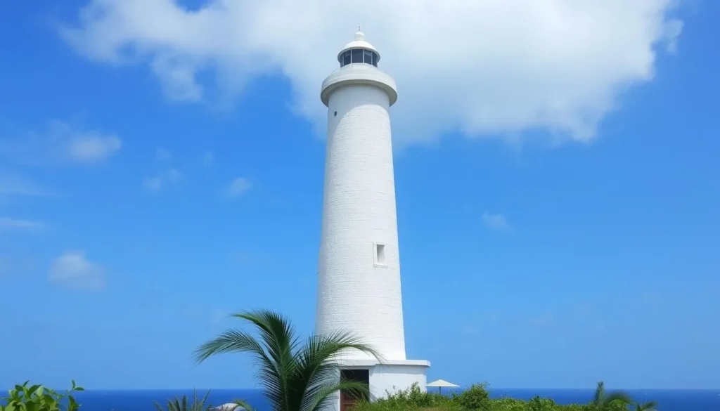 Kovilan Point Lighthouse on Kakarativu Island, Sri Lanka
