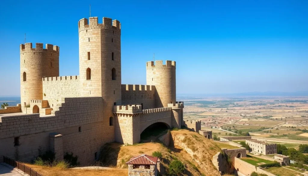 Krak des Chevaliers castle near Homs Syria showing medieval architecture