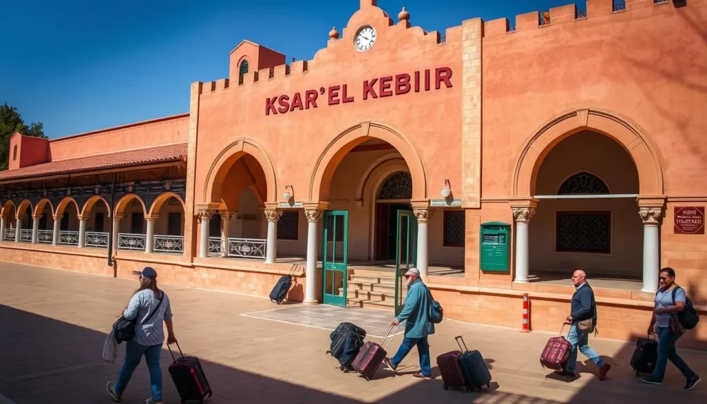 Ksar El Kebir train station with traditional Moroccan architectural elements
