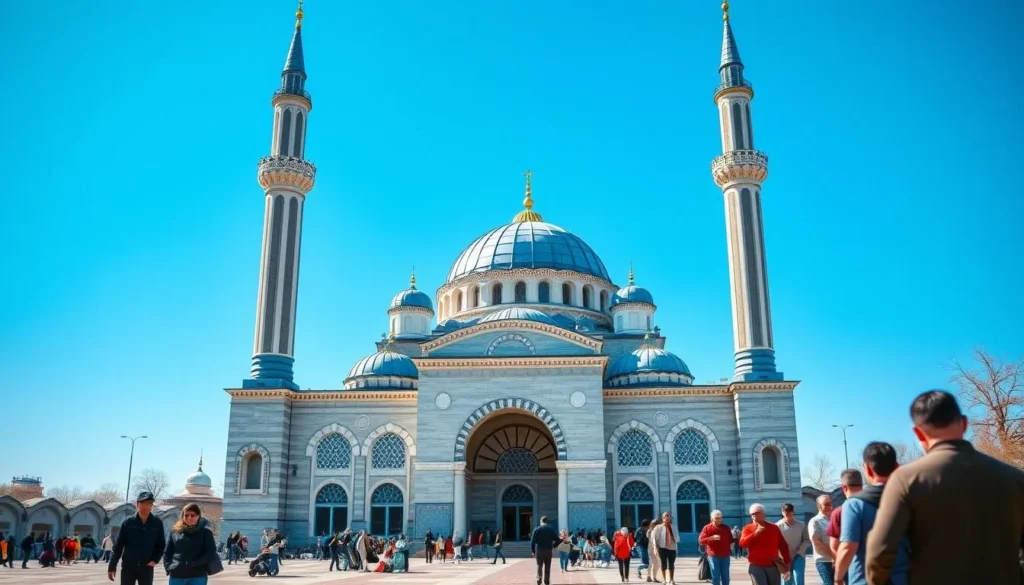 Kul Sharif Mosque in Kazan Kremlin with its distinctive blue domes and minarets