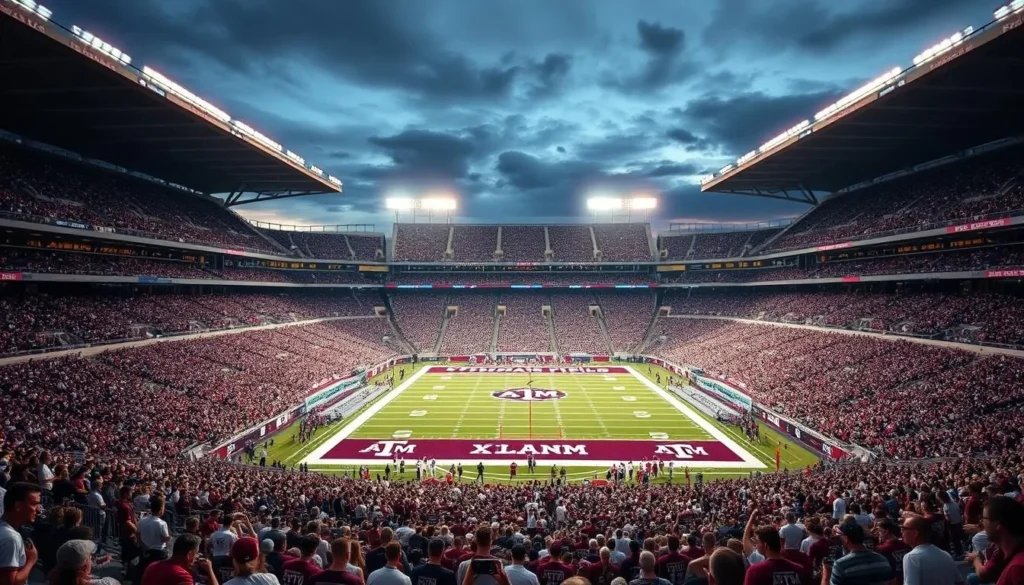 Kyle Field stadium during a Texas A&M football game in College Station Texas