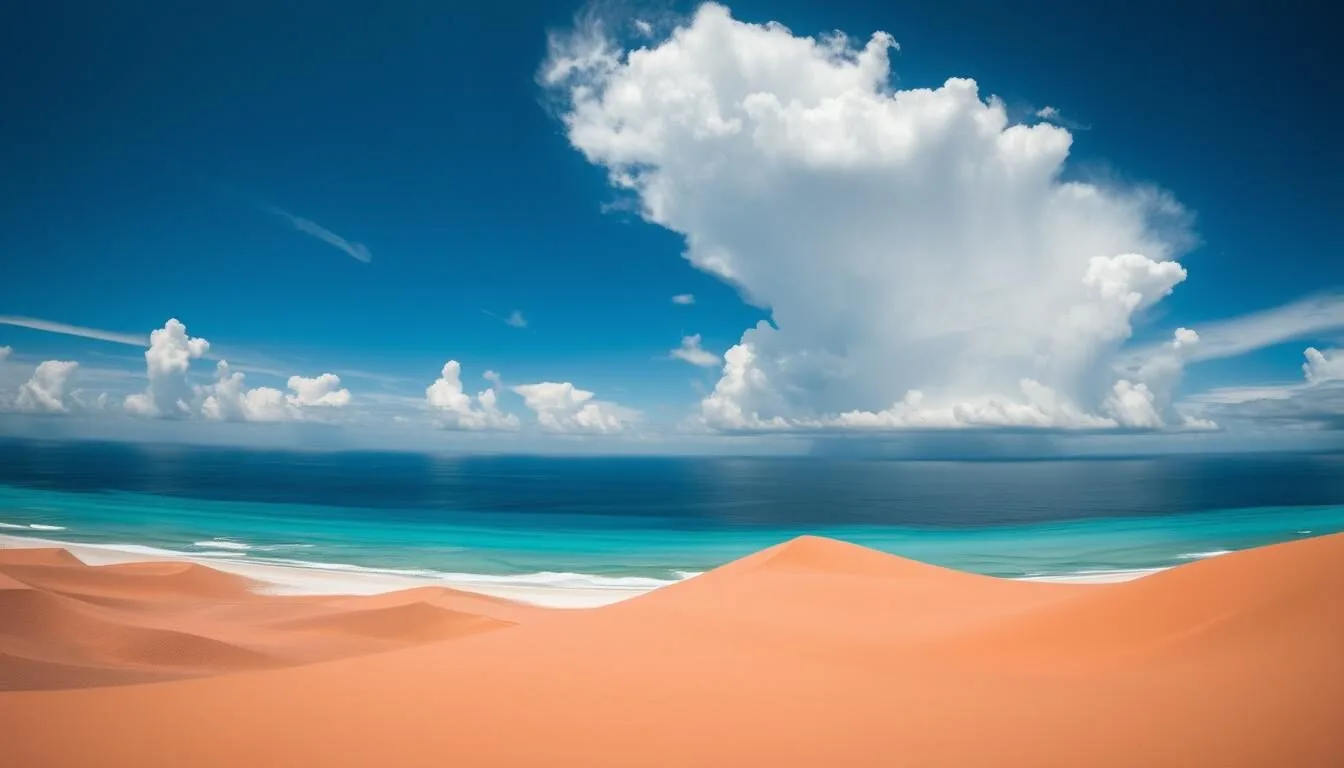 La Guajira Peninsula Colombia things to do - panoramic view of desert meeting the Caribbean Sea