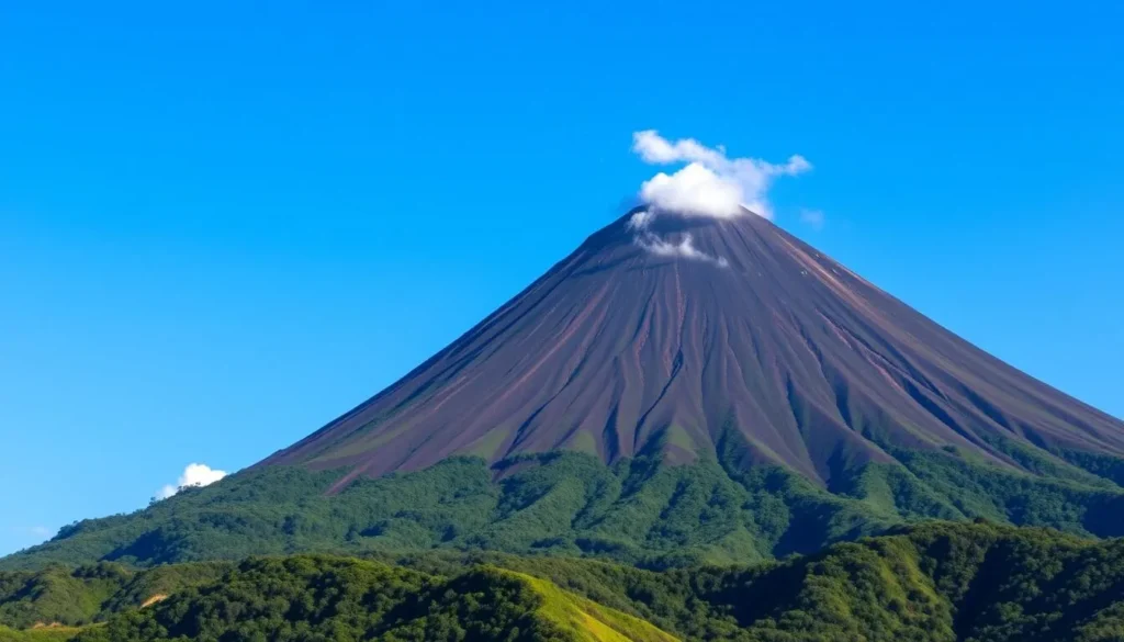 La Soufrière volcano in Basse-Terre, Guadeloupe with clear skies during dry season