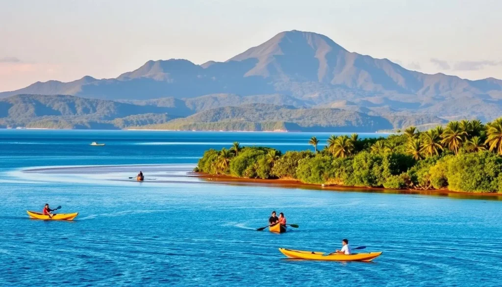 Lago de Yojoa with Montana Santa Barbara visible in the background Lago de Yojoa with Montana Santa Barbara visible in the background