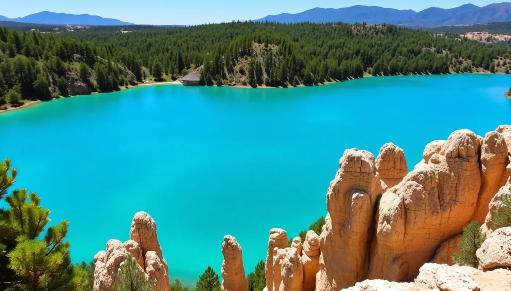Lake Aguelmame Aziza with its distinctive blue-green waters surrounded by cedar forest