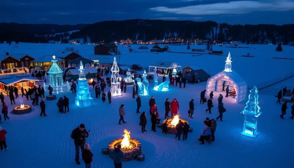 Lake Chelan Winterfest with ice sculptures, fire pits, and festive activities
