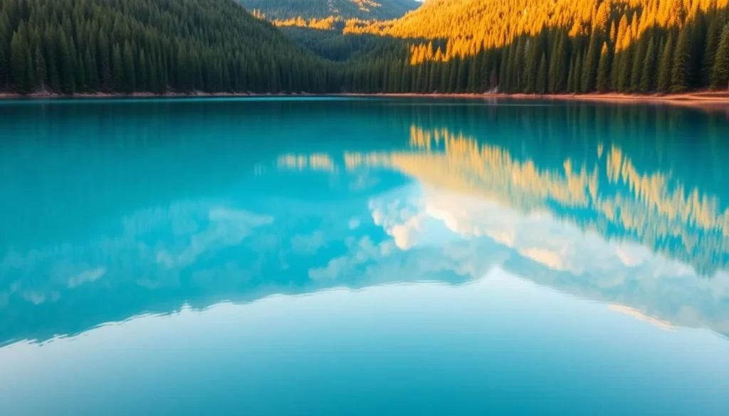 Lake Kaco's blue waters reflecting the surrounding forest