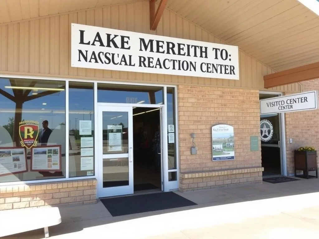 Lake Meredith Visitor Center in Fritch, Texas with informational displays visible