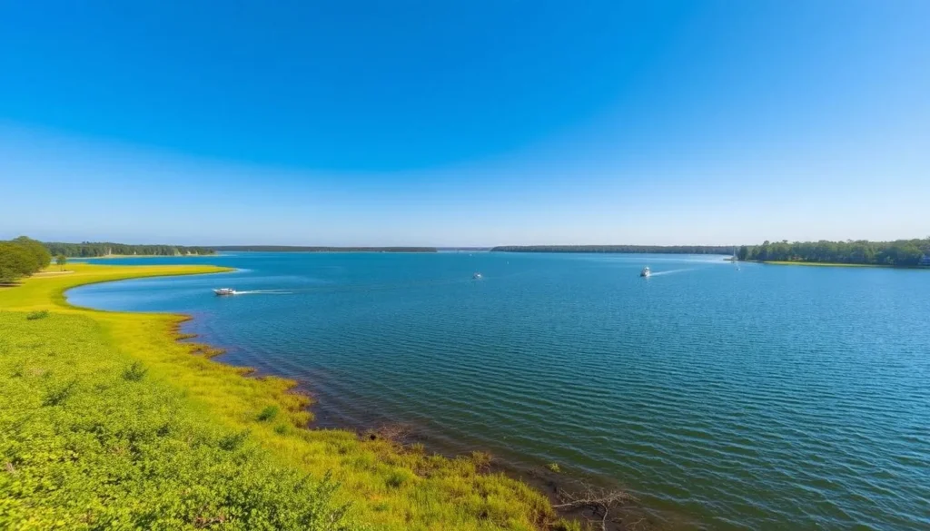 Lake Murray near Newberry on a sunny day with boats