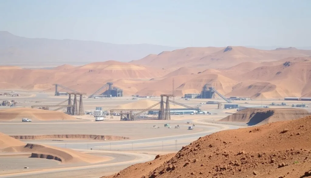 Landscape view of phosphate mining area near Oued Zem