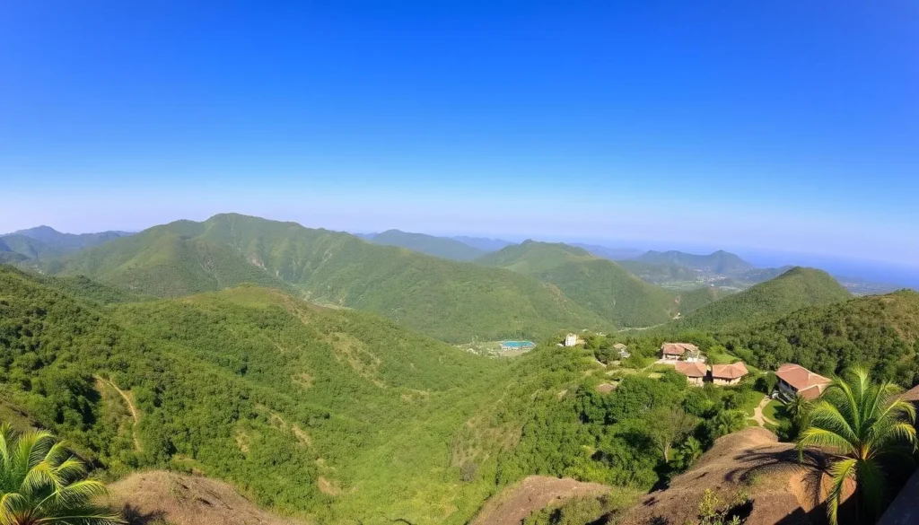 Las Terrazas landscape during dry season showing the lush Sierra del Rosario mountains Las Terrazas landscape during dry season showing the lush Sierra del Rosario mountains