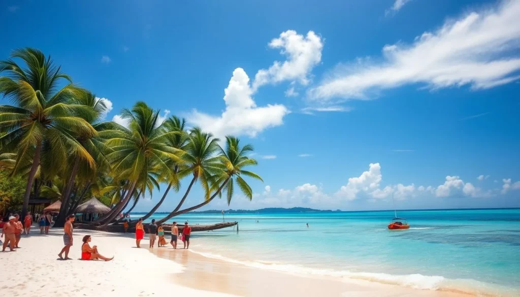 Las Tunas beach during dry season with perfect weather conditions for visitors