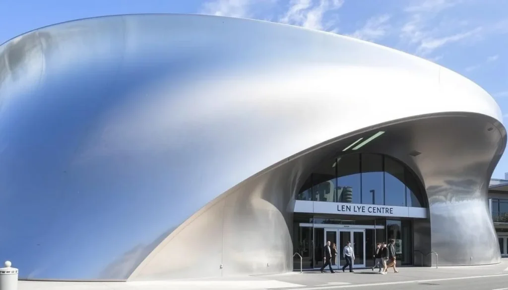 Len Lye Centre in New Plymouth with its distinctive mirrored facade - cultural attractions in New Plymouth New Zealand Len Lye Centre in New Plymouth with its distinctive mirrored facade - cultural attractions in New Plymouth New Zealand