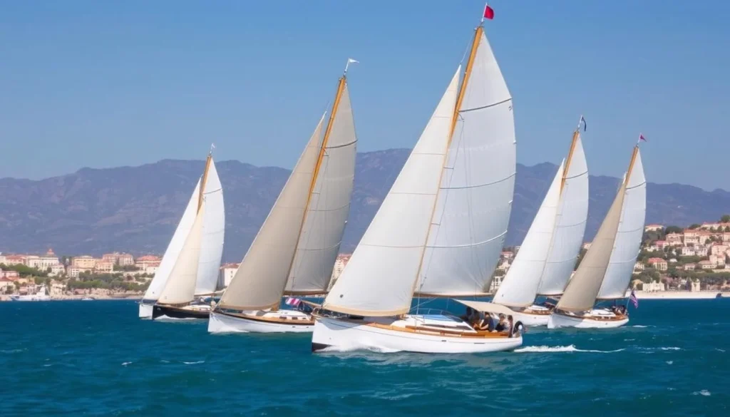 Les Voiles de Saint-Tropez sailing regatta with classic wooden yachts Les Voiles de Saint-Tropez sailing regatta with classic wooden yachts