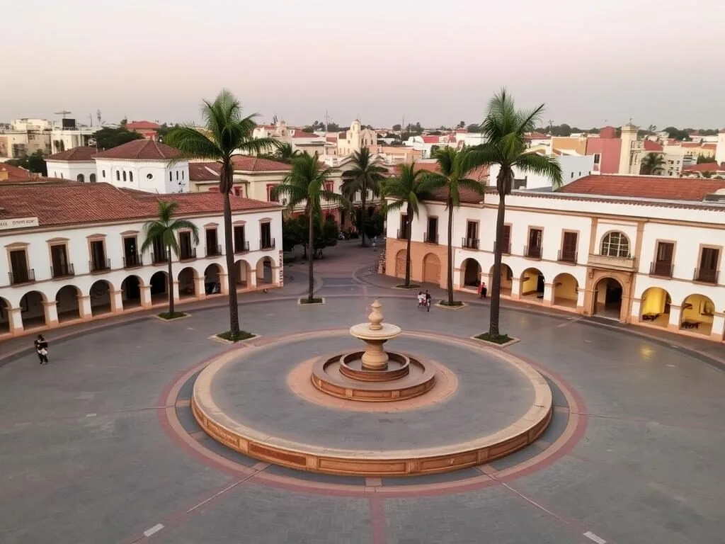 Liberation Square (Plaza de España) in Larache with colonial architecture Liberation Square (Plaza de España) in Larache with colonial architecture