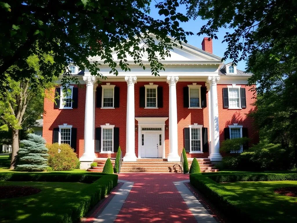Linden Place Mansion in Bristol Rhode Island with historic architecture Linden Place Mansion in Bristol Rhode Island with historic architecture