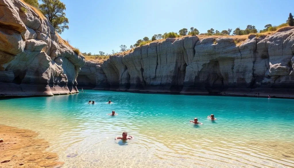 Little Blue Lake near Mount Gambier showing swimming area