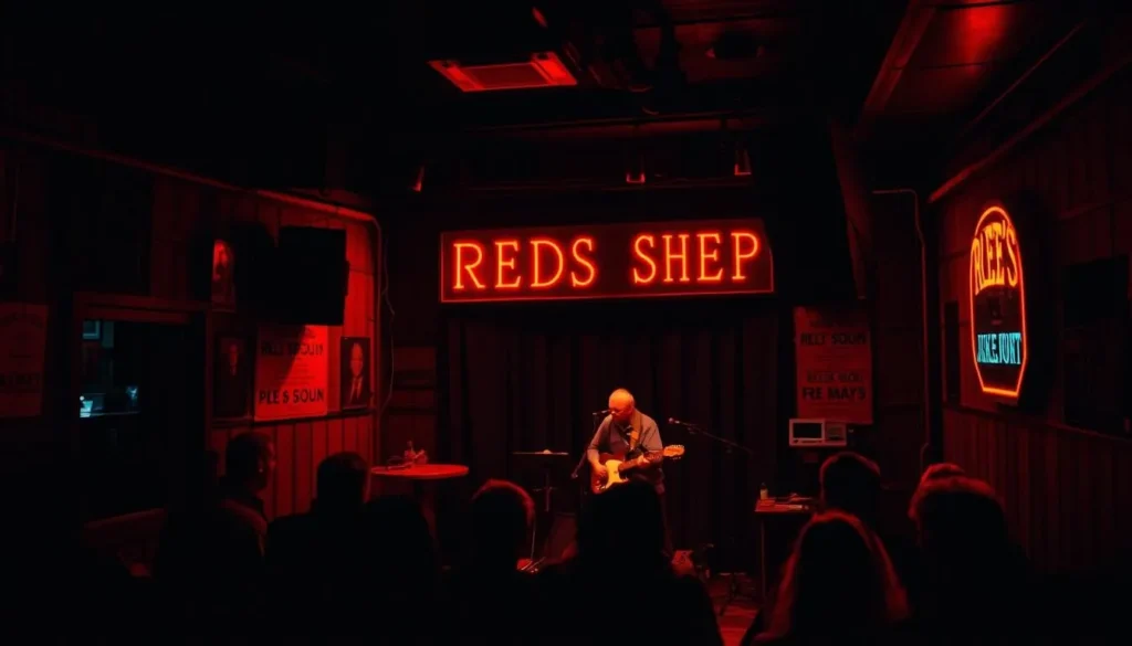 Live blues performance at Red's Juke Joint in Clarksdale Mississippi with authentic atmosphere