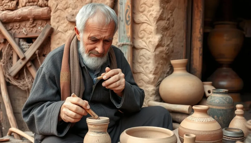 Local Berber artisan demonstrating traditional crafts near Talassemtane National Park, Morocco