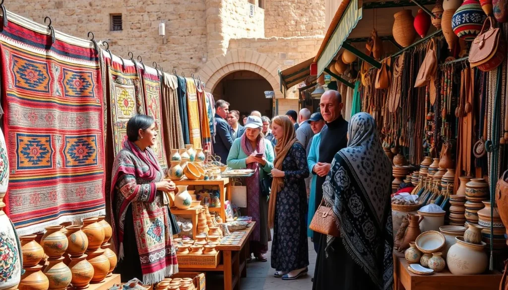 Local Berber artisans selling traditional crafts and souvenirs at a market in Tataouine Local Berber artisans selling traditional crafts and souvenirs at a market in Tataouine