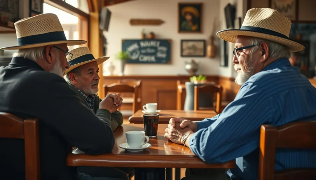 Local Colombian residents chatting in a café in Concordia