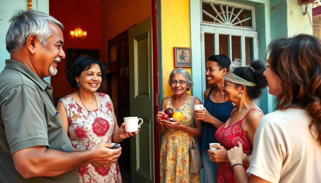 Local Cuban family welcoming tourists in a casa particular in Guantanamo