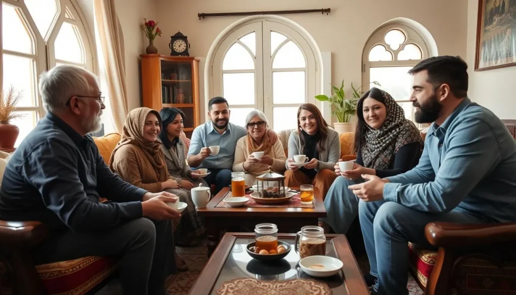 Local Lebanese family welcoming tourists to their home in Zahle with traditional hospitality