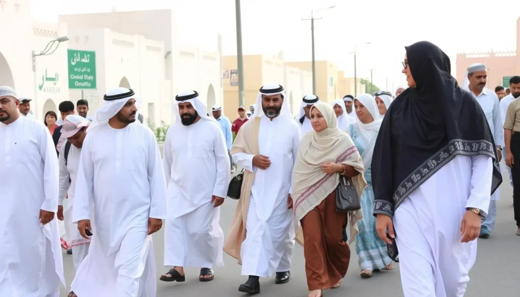 Local Omani residents in traditional dress in Al-Buraimi