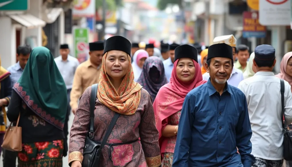 Local Padang residents in traditional Minangkabau attire, representing the cultural aspects of things to do in Padang, Indonesia