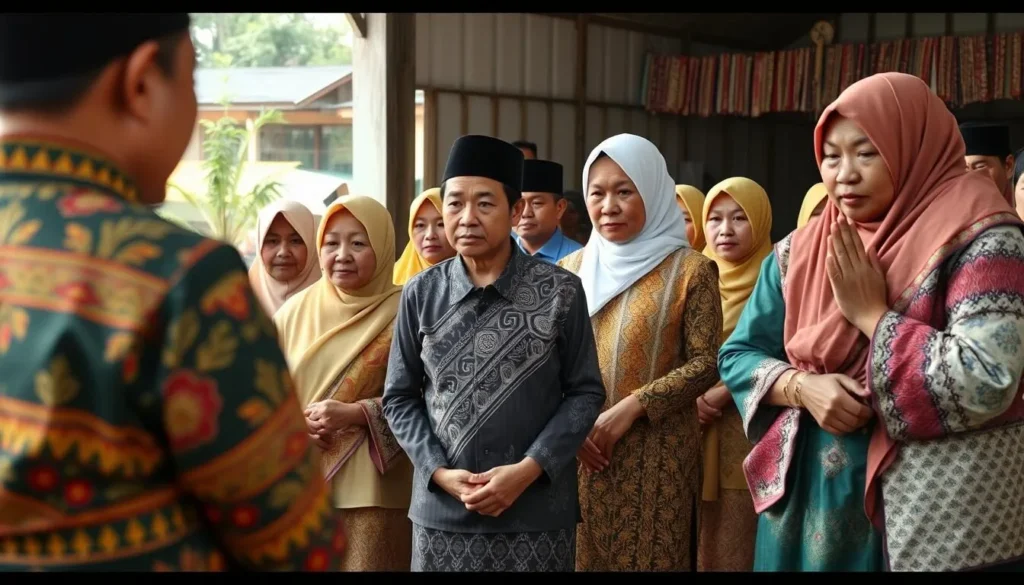 Local Pontianak residents in traditional attire during a cultural ceremony