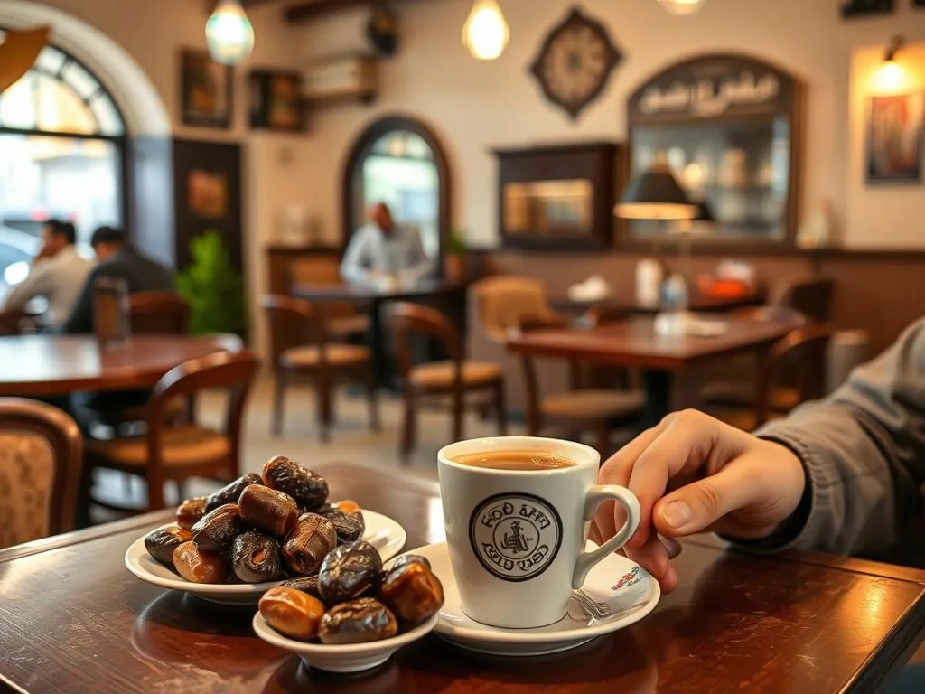 Local cafe in Al Shamal serving Arabic coffee and dates