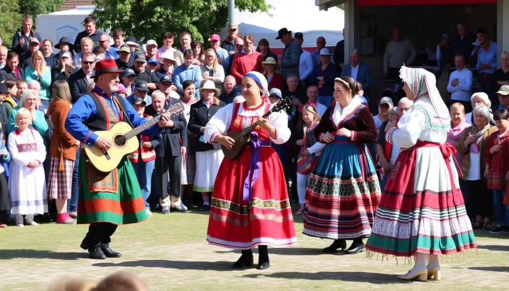 Local cultural festival in Kacha with traditional Russian dancers and musicians