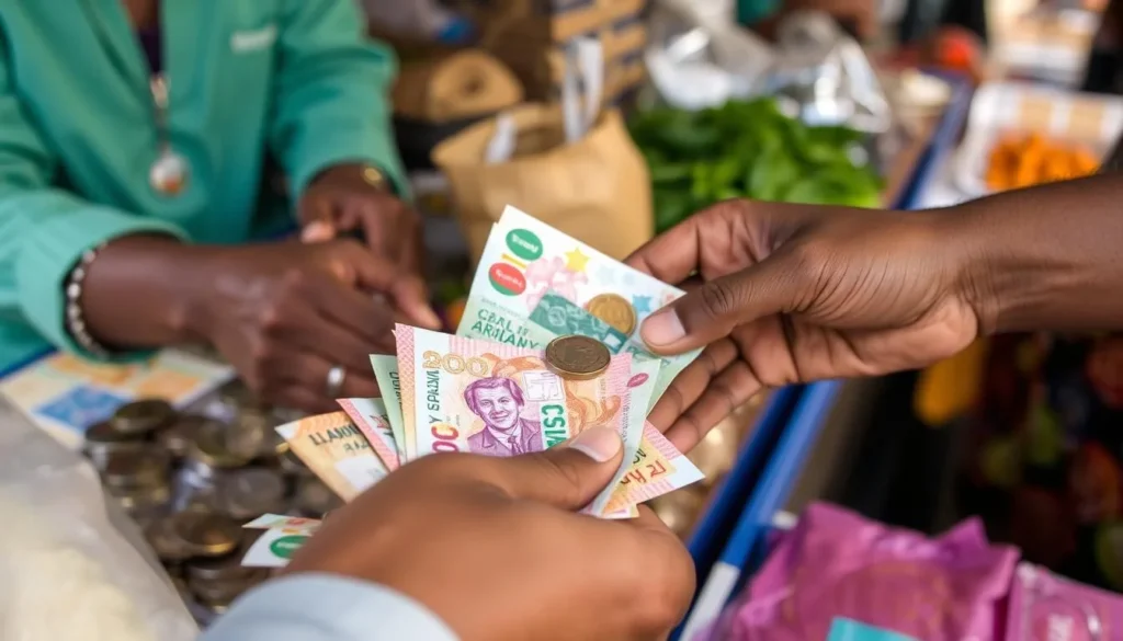 Local currency (Malagasy Ariary) and payment scene at a market in Antsiranana (Diego Suarez) Local currency (Malagasy Ariary) and payment scene at a market in Antsiranana (Diego Suarez)