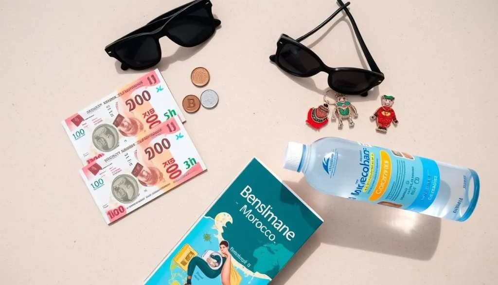 Local currency (Moroccan Dirhams) and travel essentials for Benslimane