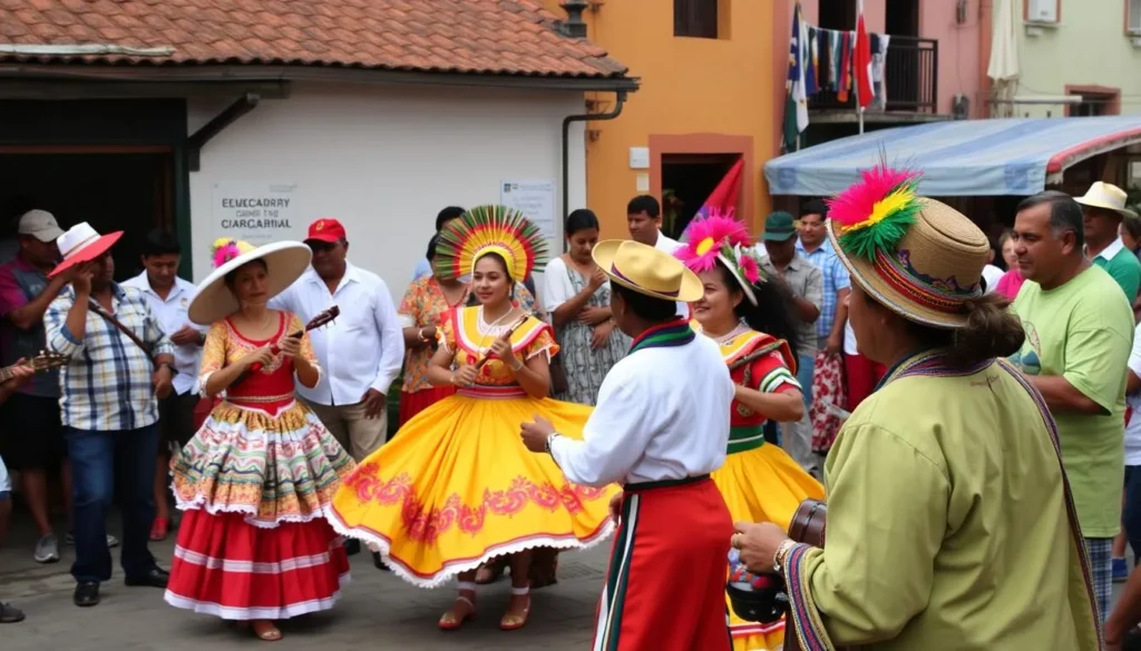 Local festival celebration in Playas Ecuador with traditional dancers Local festival celebration in Playas Ecuador with traditional dancers