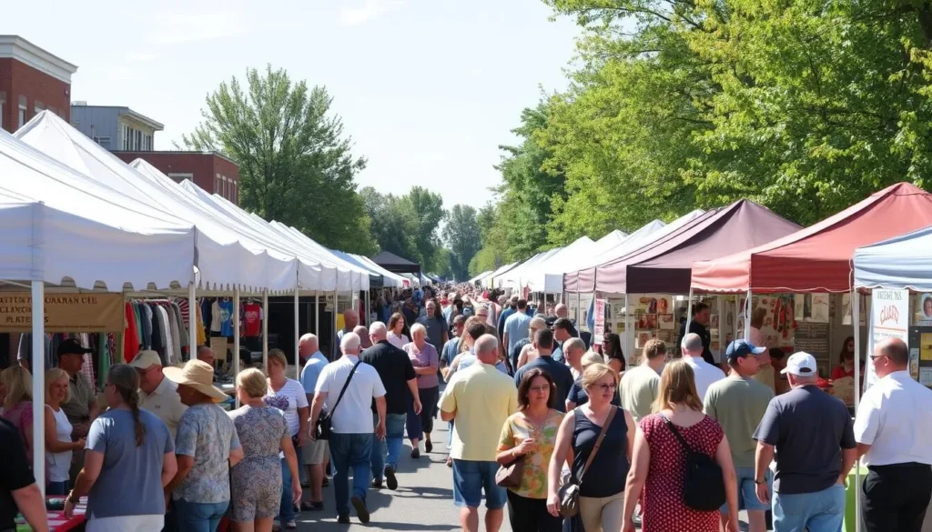 Local festival in Clinton, Mississippi with vendors and visitors, highlighting cultural events among the best things to do
