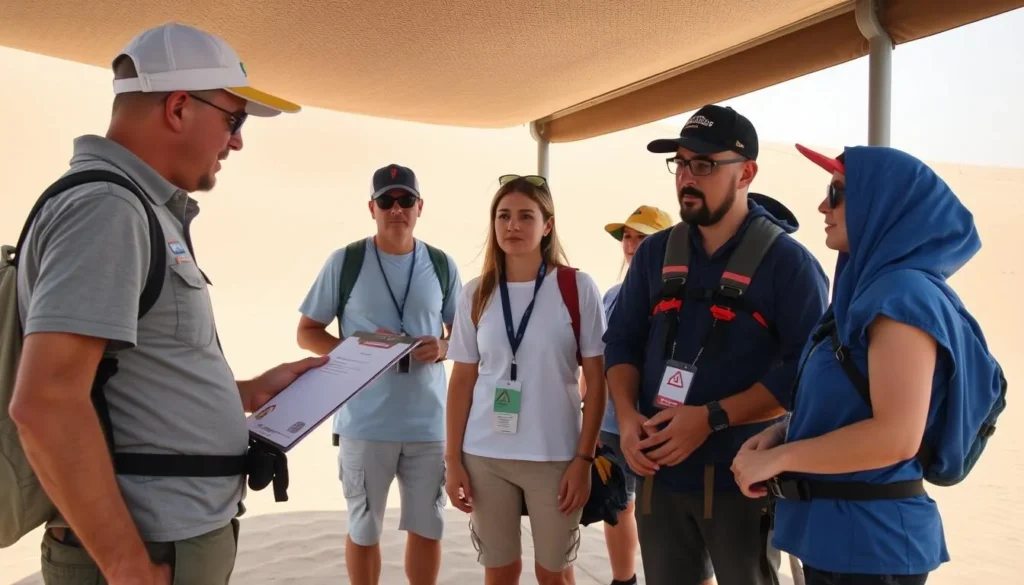 Local guide explaining safety precautions to tourists in Lencois National Park Brazil Local guide explaining safety precautions to tourists in Lencois National Park Brazil