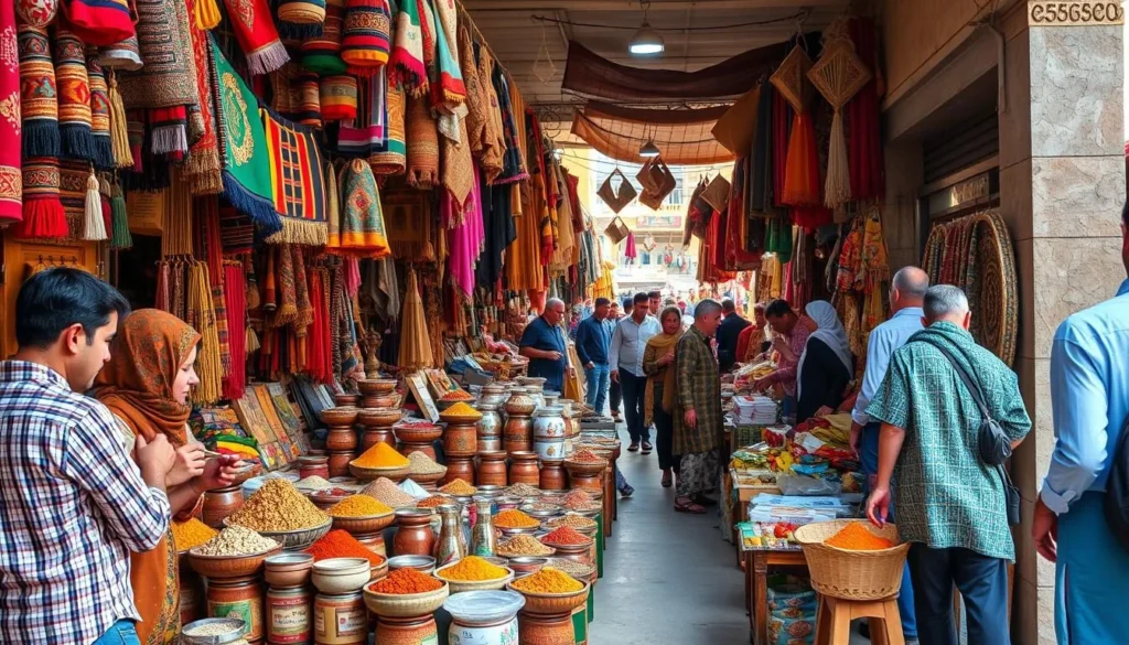 Local market in Mosul showing traditional crafts and products for visitors