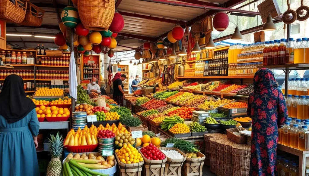 Local market near Jebel Chitana-Cap Negro National Park with fresh produce and traditional food products