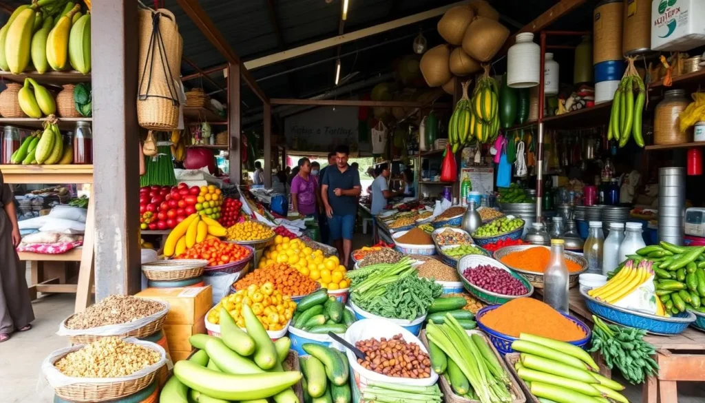 Local market near Lake Singkarak with fresh produce and spices Local market near Lake Singkarak with fresh produce and spices