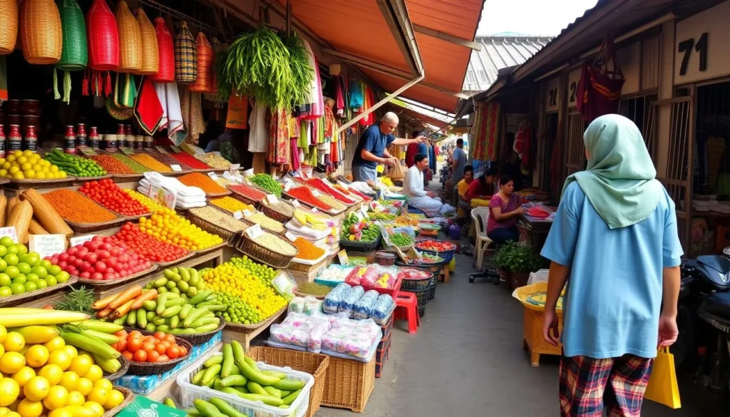 Local market scene in Salatiga with vendors selling fresh produce and goods Local market scene in Salatiga with vendors selling fresh produce and goods