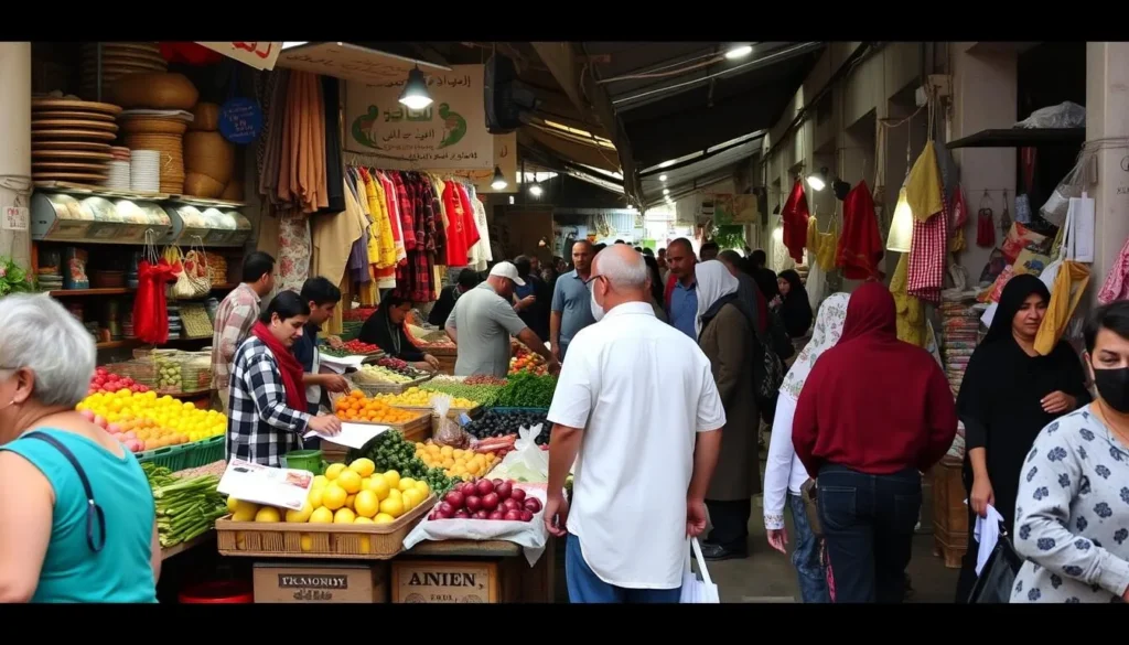 Local market scene in Tartus, Syria showing daily life and culture