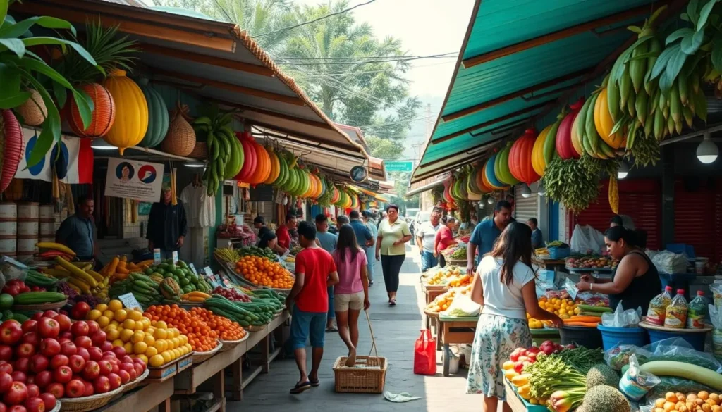 Local market with colorful fruits and vegetables in San Pedro Sula