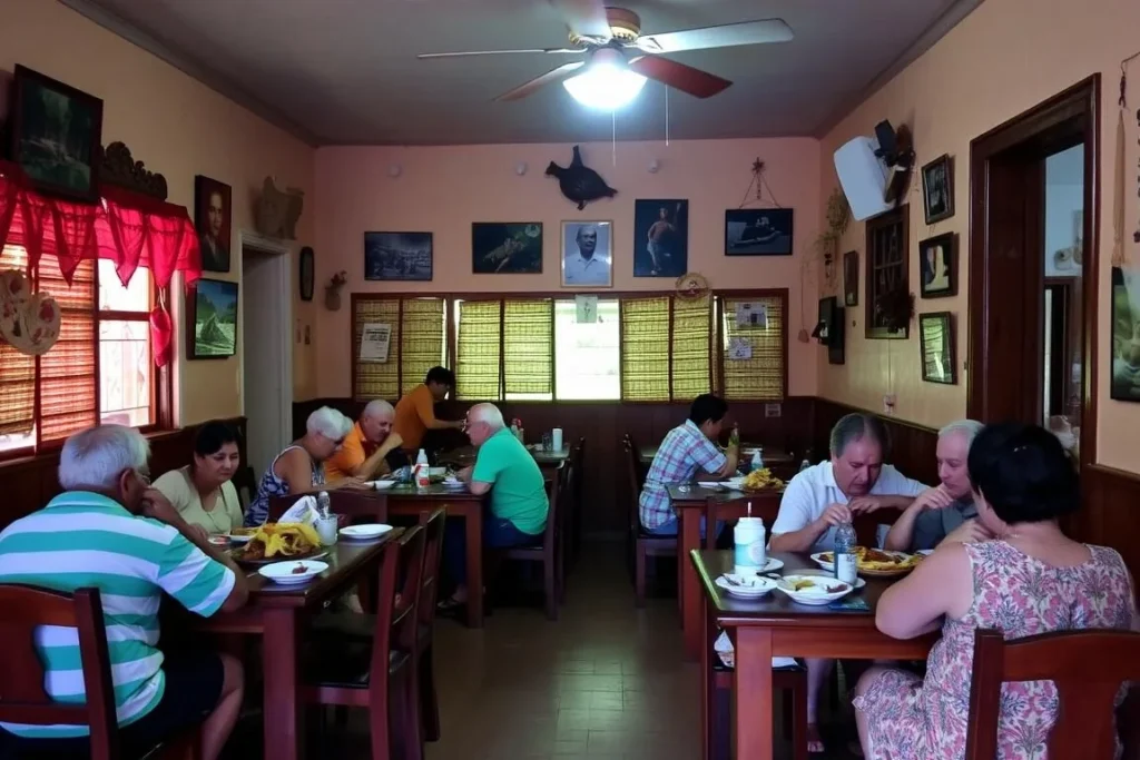 Local paladar restaurant in Cabaiguan with diners enjoying meals