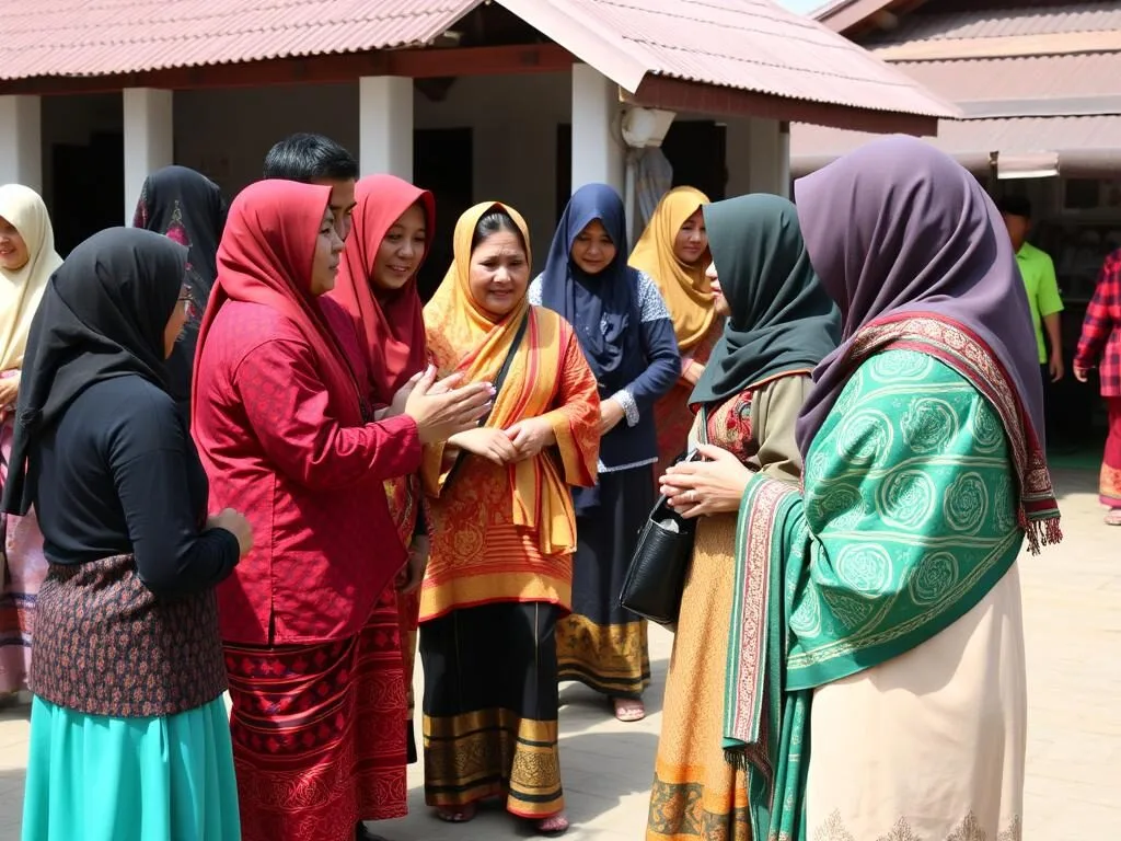 Local residents in traditional clothing in Binjai, Indonesia, demonstrating cultural customs