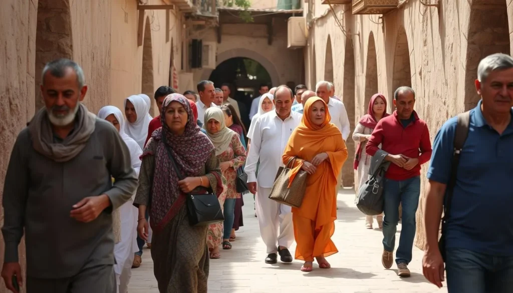 Local residents of Sefrou going about daily activities