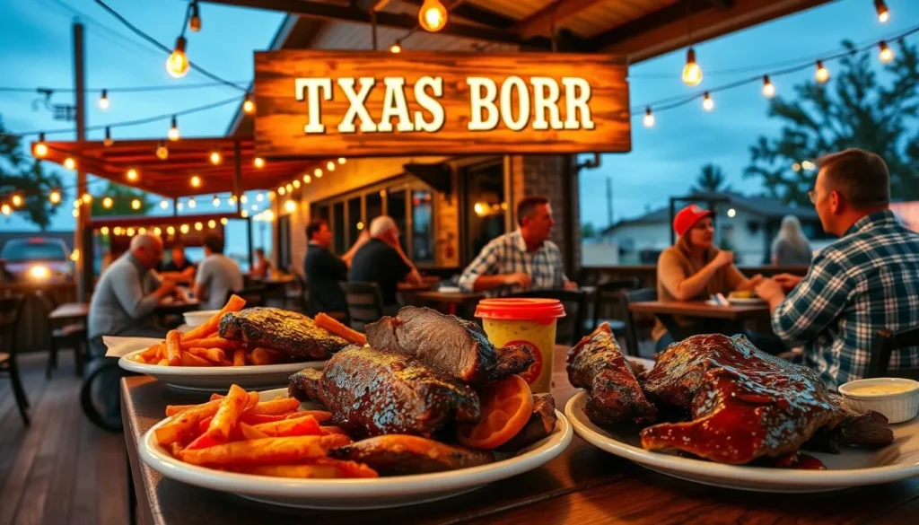 Local restaurant in Denton serving Texas barbecue with outdoor patio seating