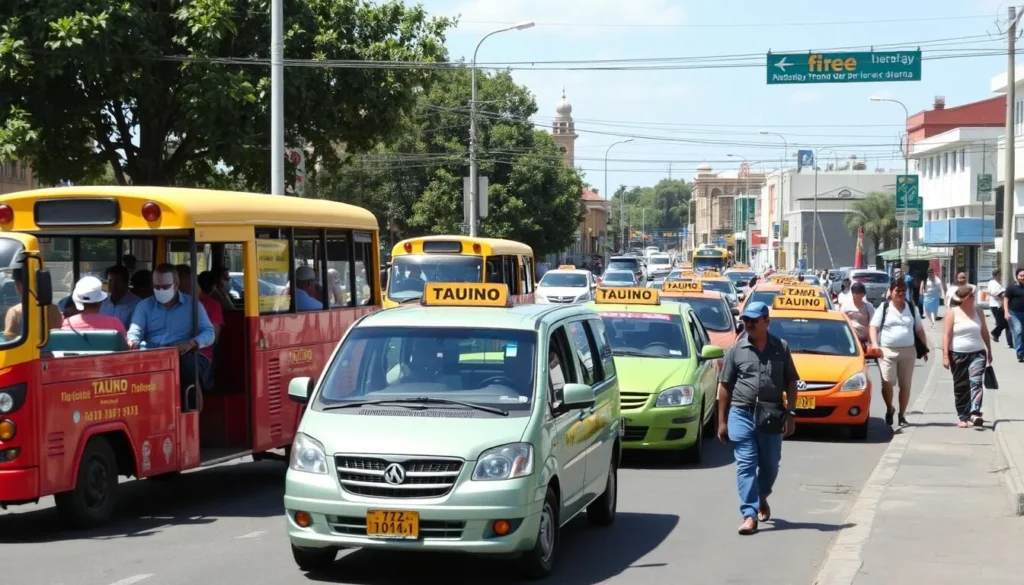 Local transportation in Tlalnepantla showing colorful peseros (minibuses) and people walking on well-maintained streets Local transportation in Tlalnepantla showing colorful peseros (minibuses) and people walking on well-maintained streets