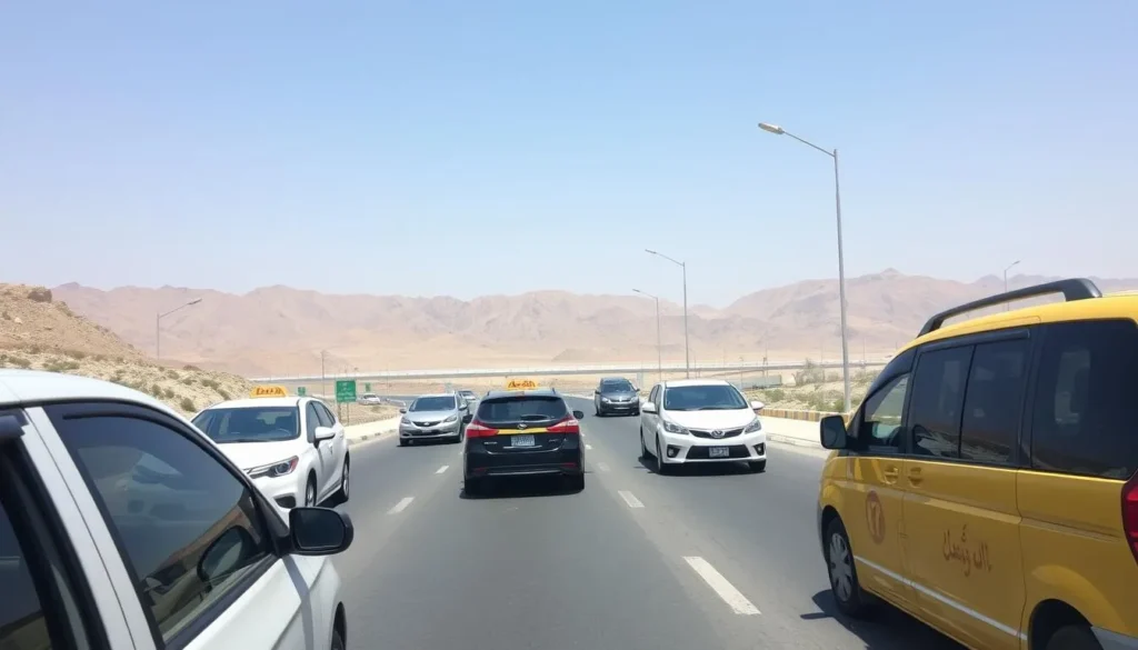 Local transportation options in Al Amerat Province including taxis and rental cars
